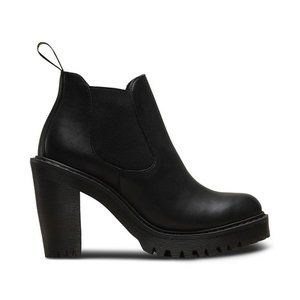 Dr. Martens Platform Chelsea High Heel Black Leather Chunky Hurston Boot SZ6